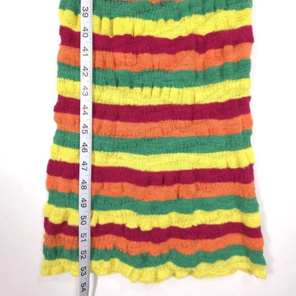 ZARA Women's Midi Dress SMALL Linen Blend Knit Striped 3859/101 Multicolor Asymm - Picture 6 of 10